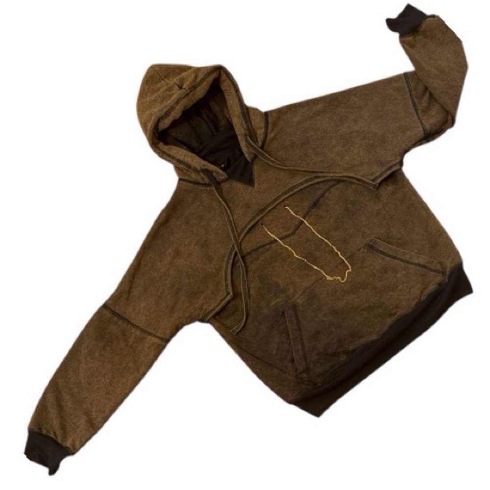 BARRAGÁN Chain Chest Hoodie Brown Tie- Dye - Size XL(Oversized Fit) NWT